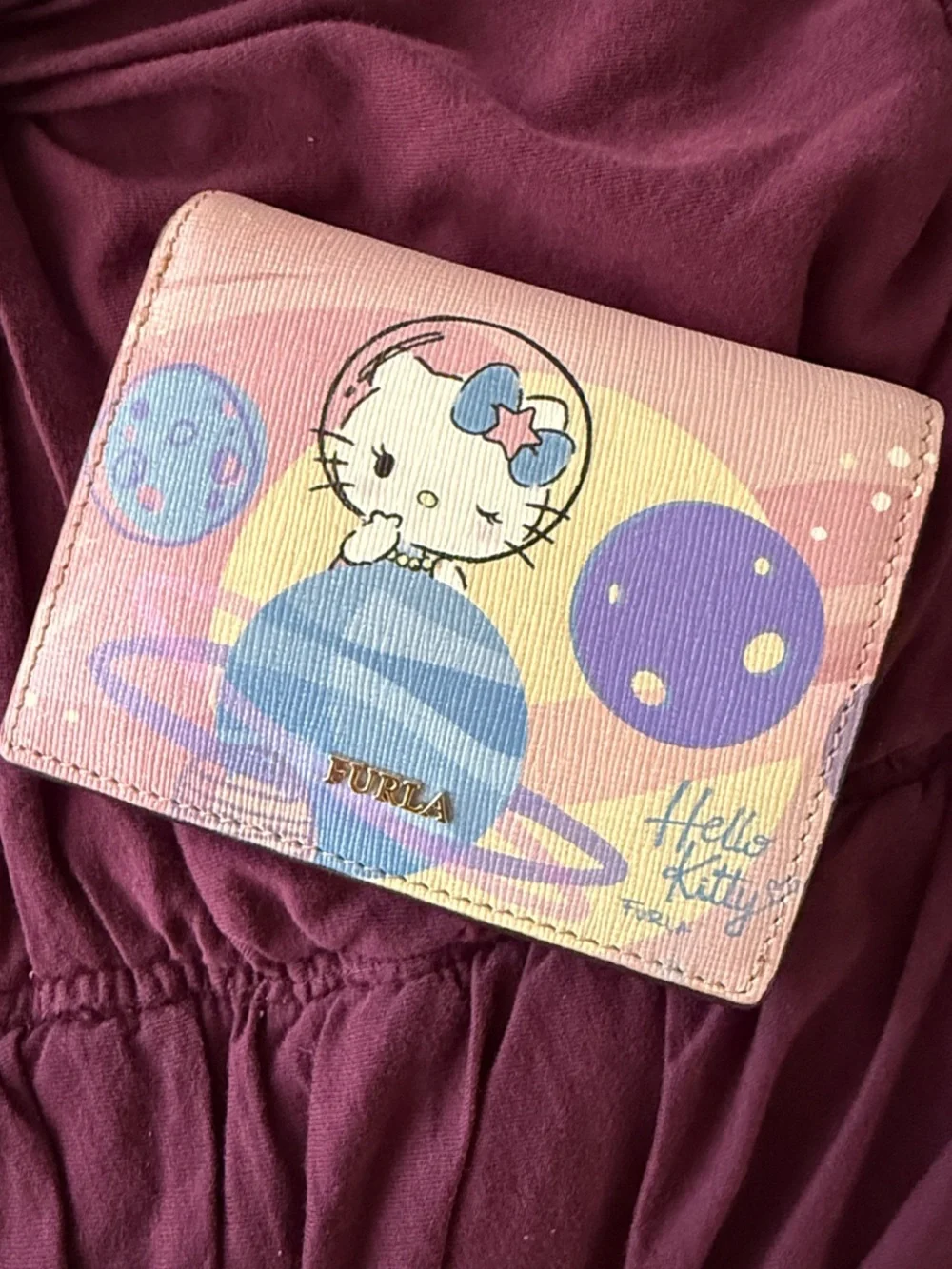 Furla x Sanrio Hello Kitty Pastel Pink Space Planet Wallet